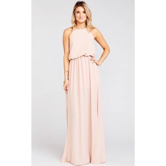 Show Me Your MuMu Heather Halter Dress in Dusty Blush Bridesmaid Size Large - Picture 1 of 12